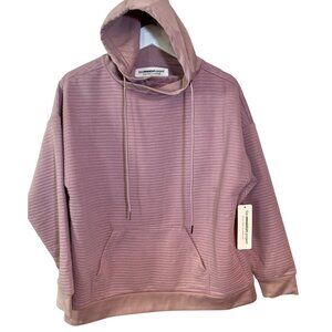 The Sweatshirt Project Hoodie Ribbed Mauve Large Front Pocket Drawstring Hood